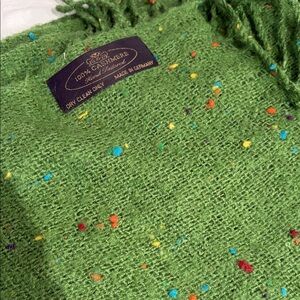 Green Cashmere Scarf with Multicolor Speckles